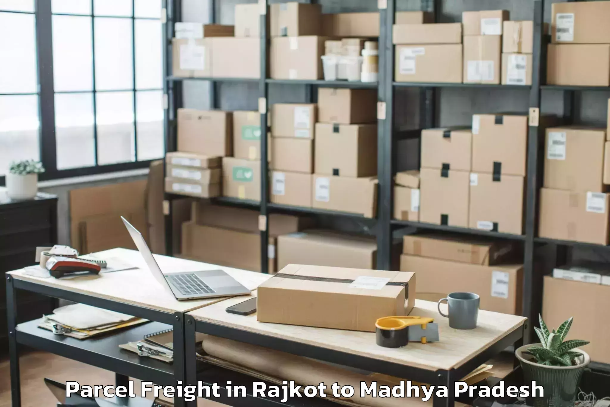 Easy Rajkot to Dabra Parcel Freight Booking